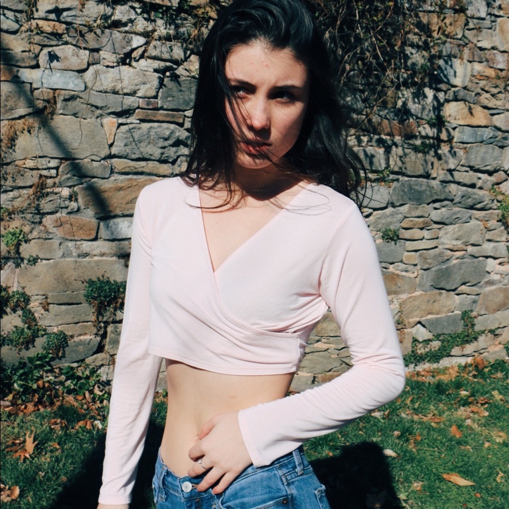 Forever 21 // Light Pink Long Sleeve Wrap Top